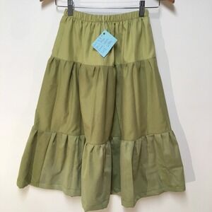 Skirt Girls M 8 Green Ruffle Tier Maxi 100% Cotton Boho Mom and Pop's Kids